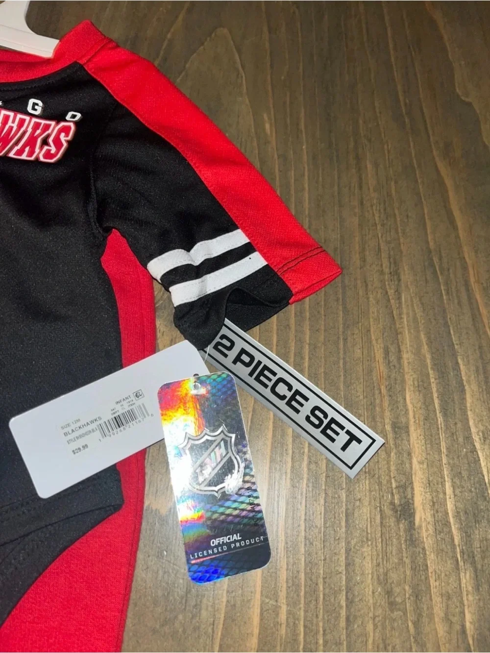 NHL Chicago Blackhawks Red & Black Kids One-Piece 18mos.